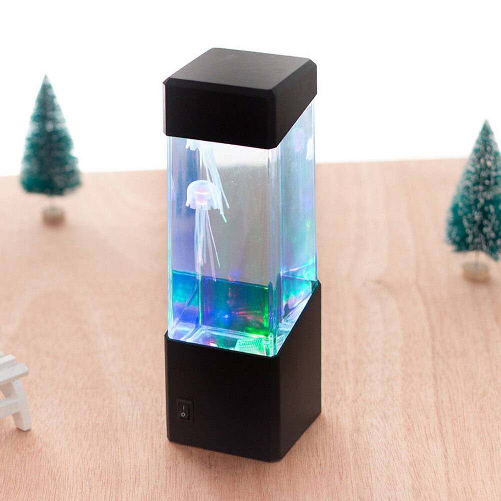 Jellyfish Water Tank Aquarium LED Lamp Color Changing USB/Battery Powered Bedside Desk Night Light for Home Decoration Kids Gift