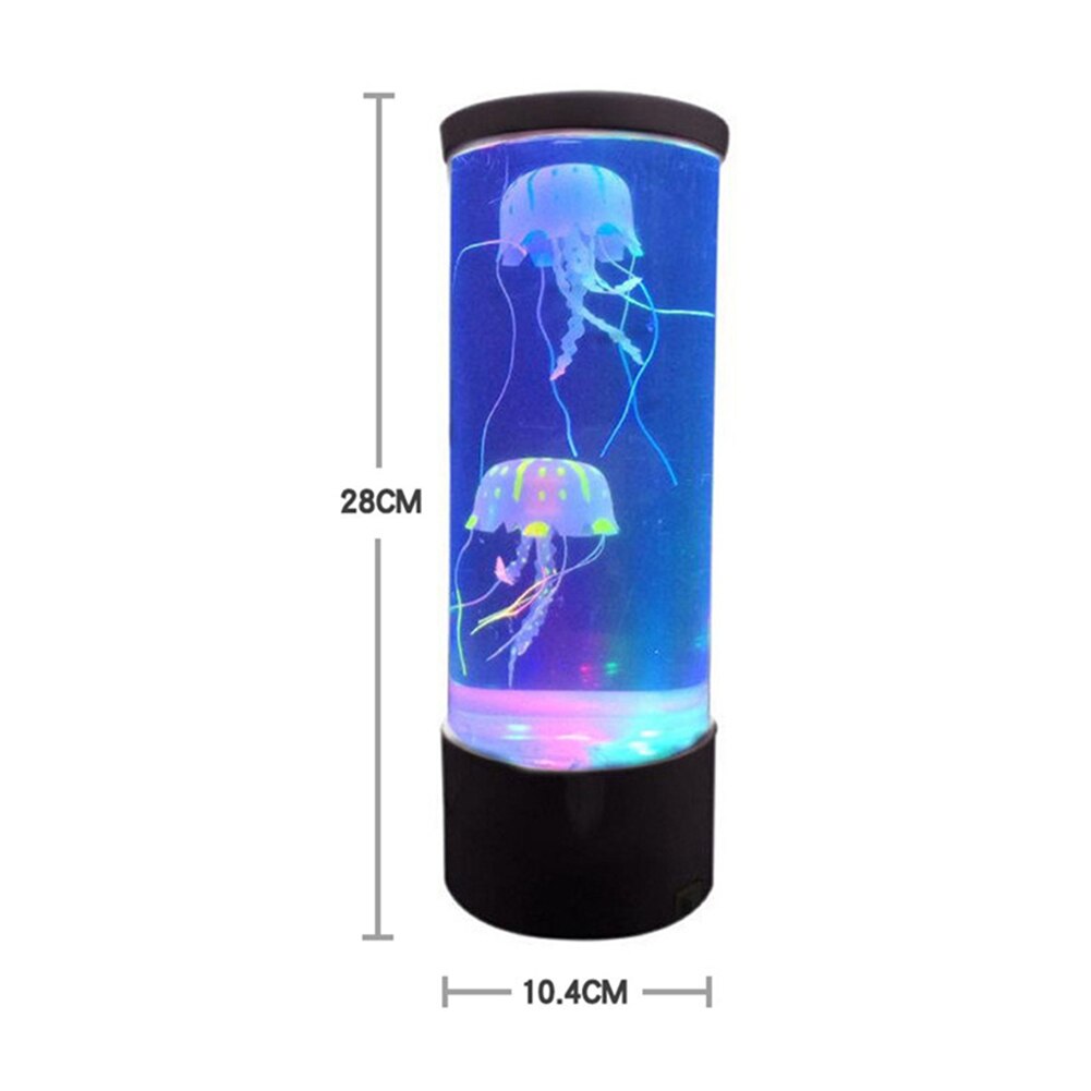 Jellyfish Water Tank Aquarium LED Lamp Color Changing USB/Battery Powered Bedside Desk Night Light for Home Decoration Kids Gift
