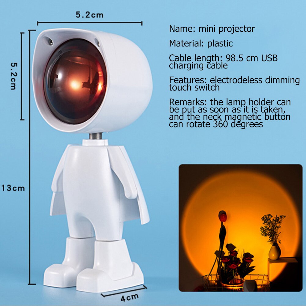 Robot Design USB LED Projector Atmosphere Night Light Touch Control Photography Home Room Wall Decoration Projection Table Lamp