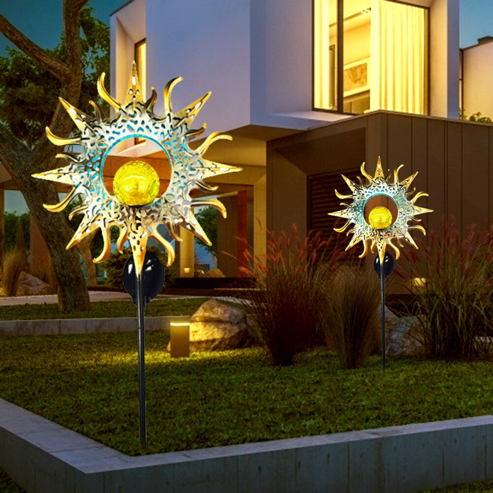 Solar LED Sun Moon Flame Night Light Outdoor Waterproof Retro Iron Lawn Solar Lamp Outdoor Yard Landscape Garden Decor Led Light