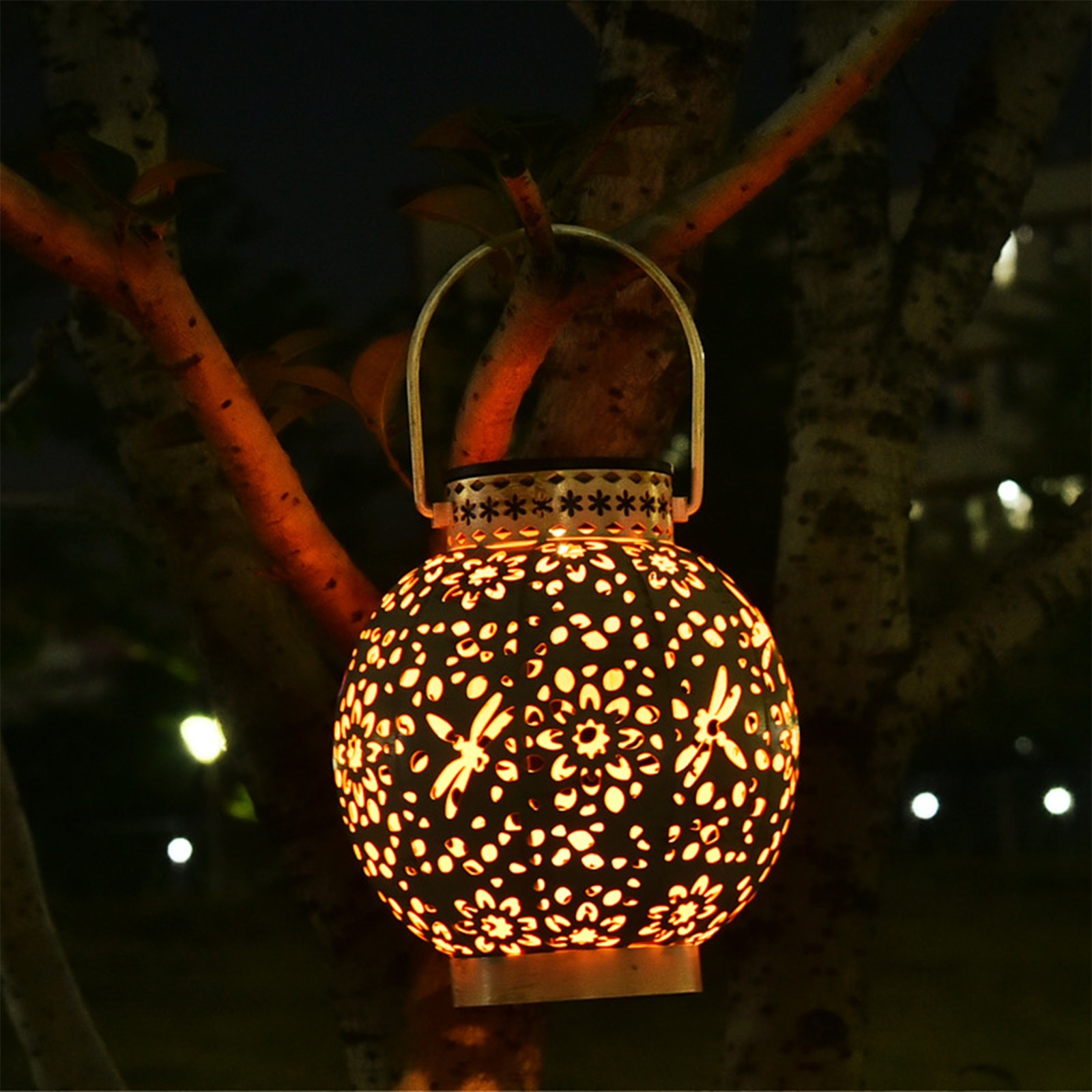 Solar Outdoor Lanterns Retro Hanging Light for Yard Tree Fence Patio Landscape with Handle Garden Decoration Waterproof LED Lamp