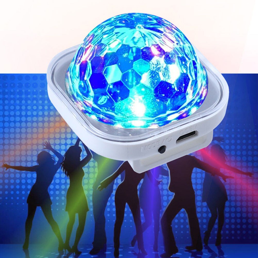 LED Mini Colorful Night Light Stage Projector RGB Disco Flash USB Charged Key Voice Control Christmas Party Car Decoration Lamp