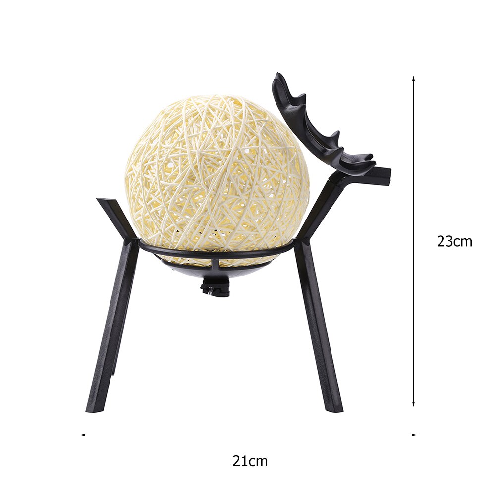 USB LED Moon Night Light Deer Stand Bedside Desktop Ball Night Lamp Adjustable Handwoven Lampshade Warm Lighting Christmas Decor