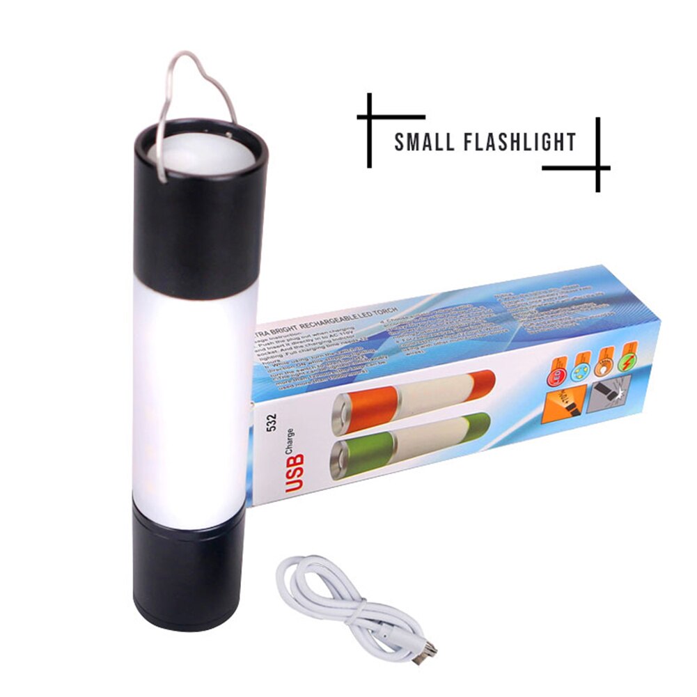 USB Rechargeable Hanging Flashlight Portable Aluminum Alloy Waterproof Zoomable LED Torch Night Light Outdoor Camping Tent Lamp