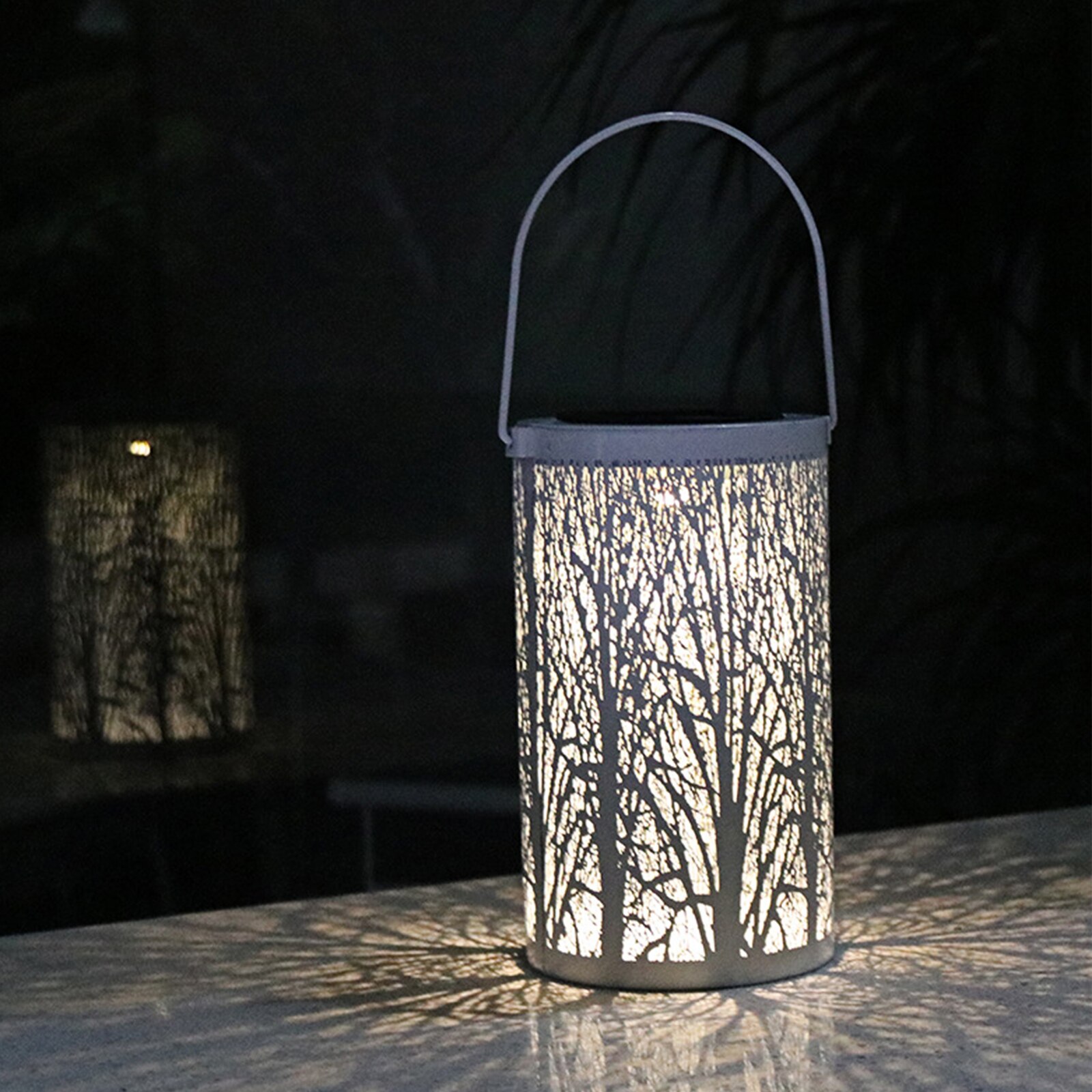 LED Solar Hanging Lantern Lights Lamp Outdoors Waterproof Iron Art Courtyard Patio Garden Decoration Solar Light
