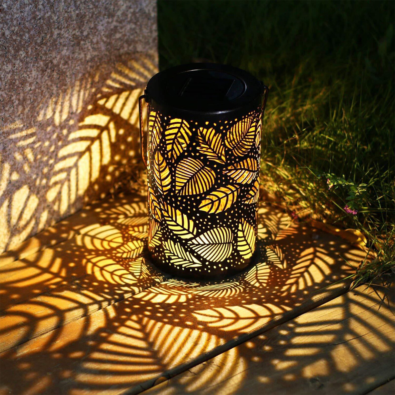 LED Solar Hanging Lantern Lights Lamp Outdoors Waterproof Iron Art Courtyard Patio Garden Decoration Solar Light