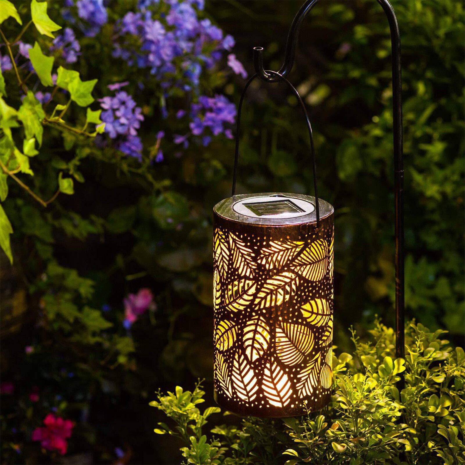 LED Solar Hanging Lantern Lights Lamp Outdoors Waterproof Iron Art Courtyard Patio Garden Decoration Solar Light