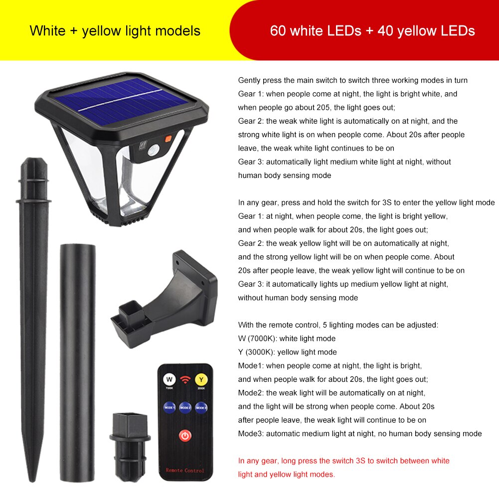 100LED Solar Powered Light Outdoors 3 Modes Sensor Remote Control Plug-In & Hanging Landscape Lawn Solar Lamp Garden Decoration