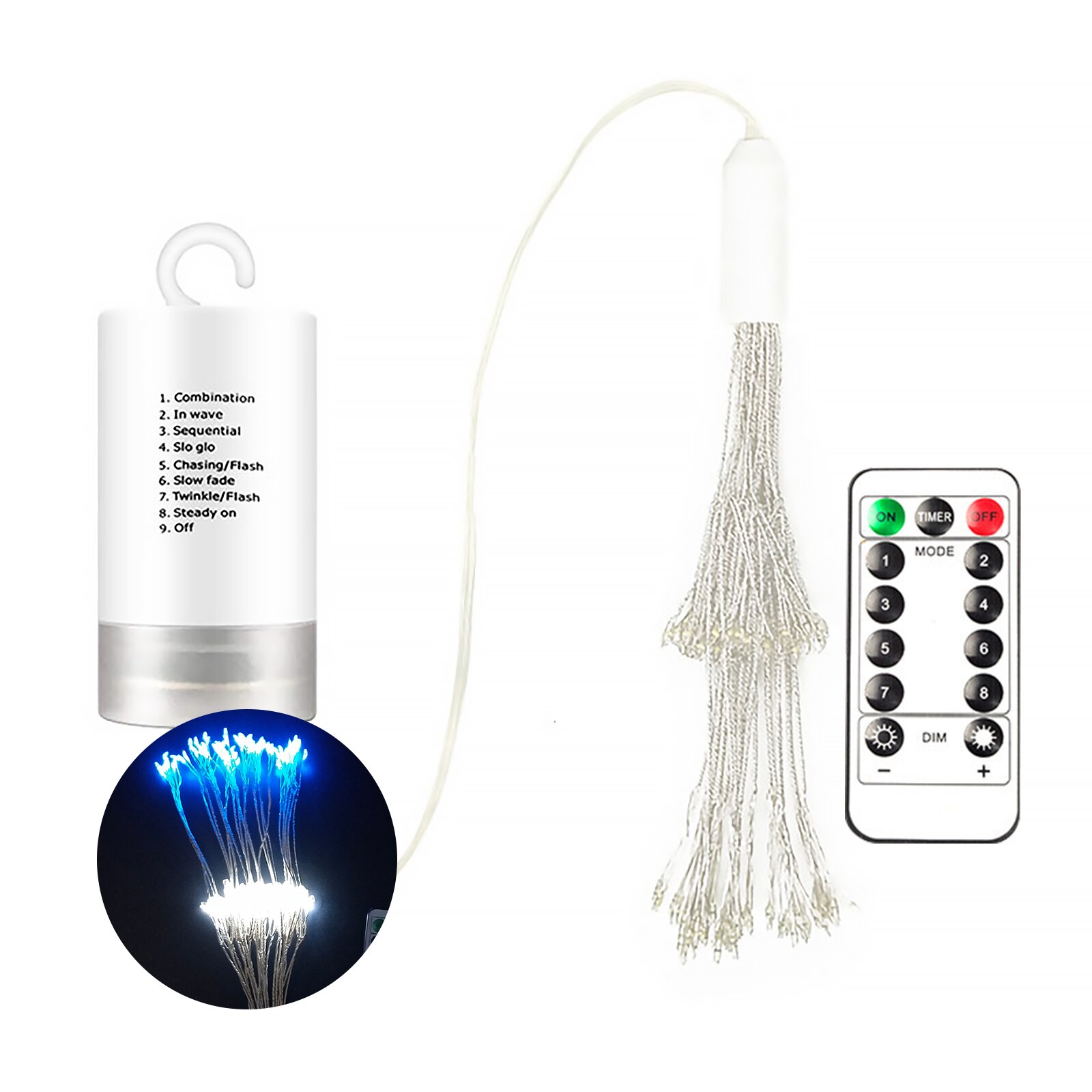 LED Firework String Lights Night Light with Remote Control for Wedding Christmas Halloween Garden Holiday Decorations Lighting