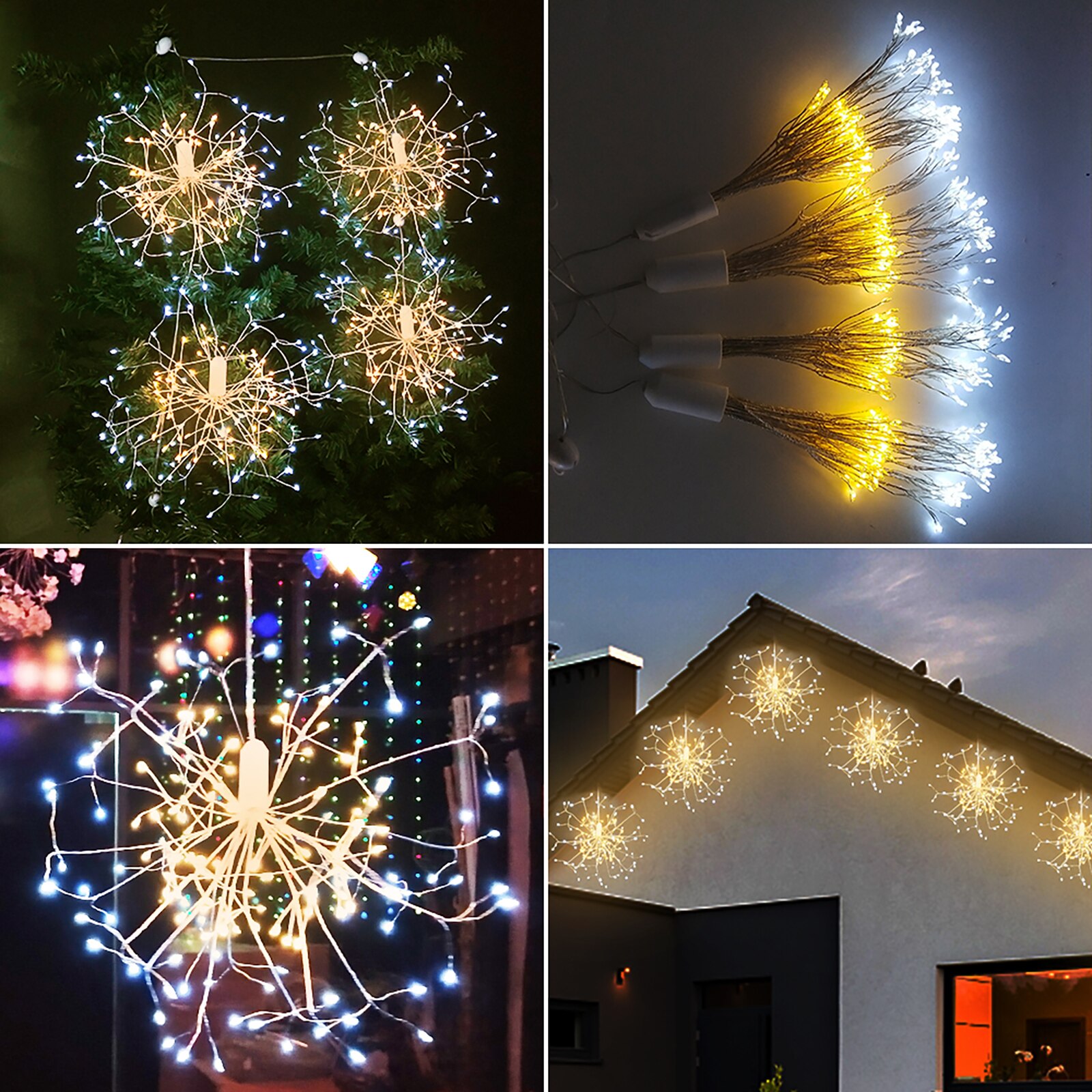 LED Firework String Lights Night Light with Remote Control for Wedding Christmas Halloween Garden Holiday Decorations Lighting