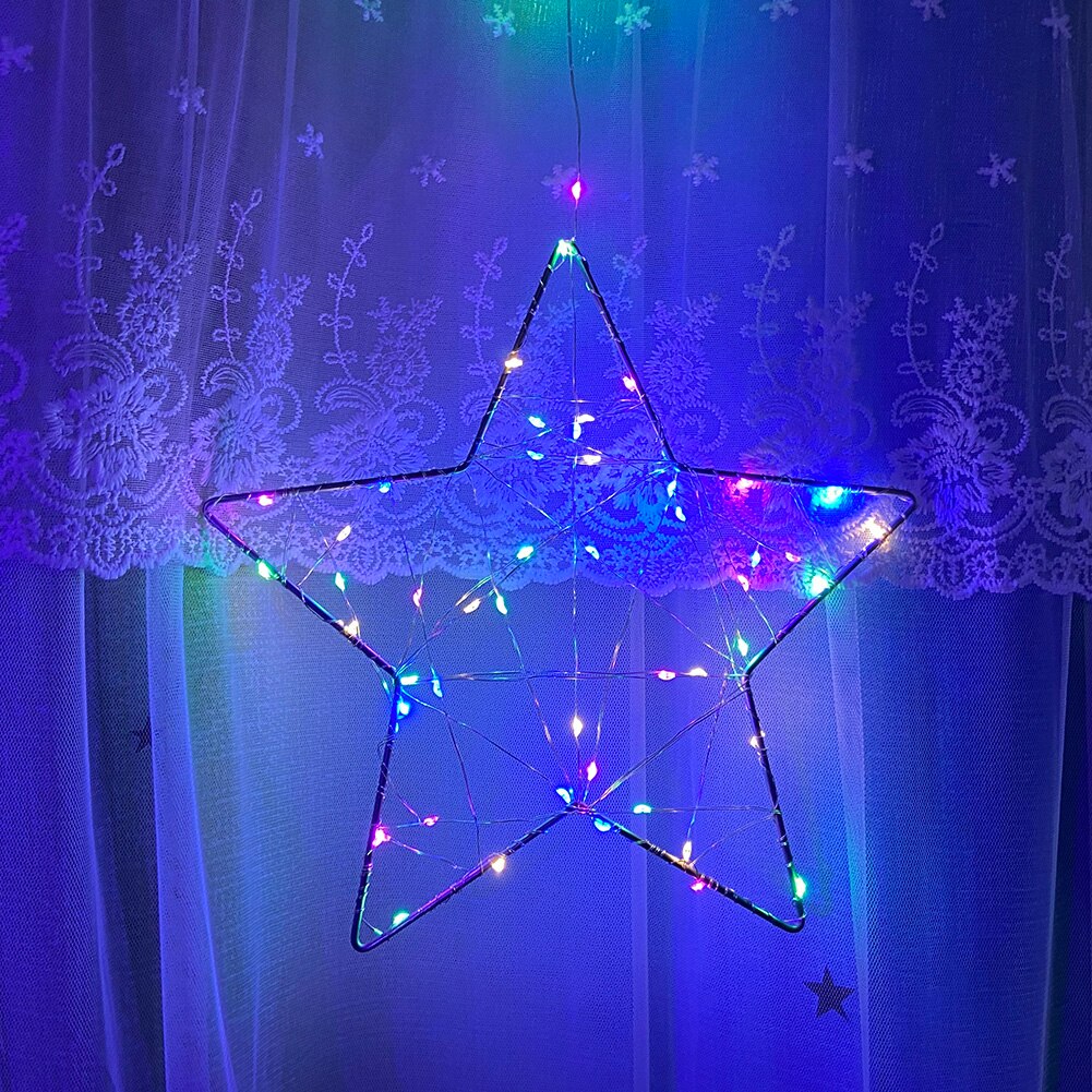 5m 50 LED Christmas Star String Light Lamp Wrought Iron Bedroom Lighting Holiday Wedding Party Outdoor Indoor Garden Decoration