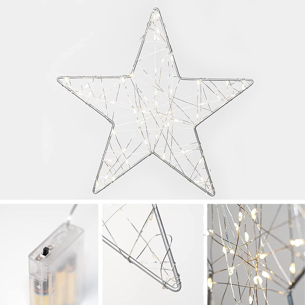 5m 50 LED Christmas Star String Light Lamp Wrought Iron Bedroom Lighting Holiday Wedding Party Outdoor Indoor Garden Decoration