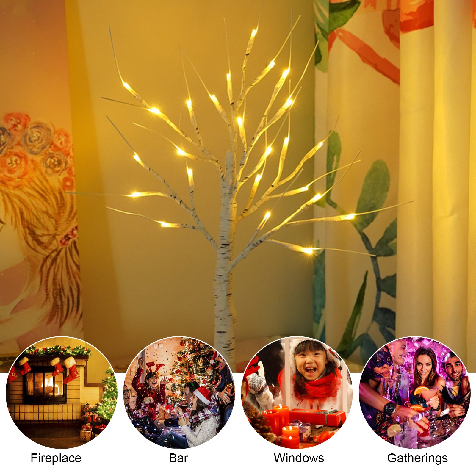 Led Fairy Night Light LED Birch Tree Night Lamp Battery USB Operated Bedside Lamp For Room Desk Holiday Christmas Lighting Decor