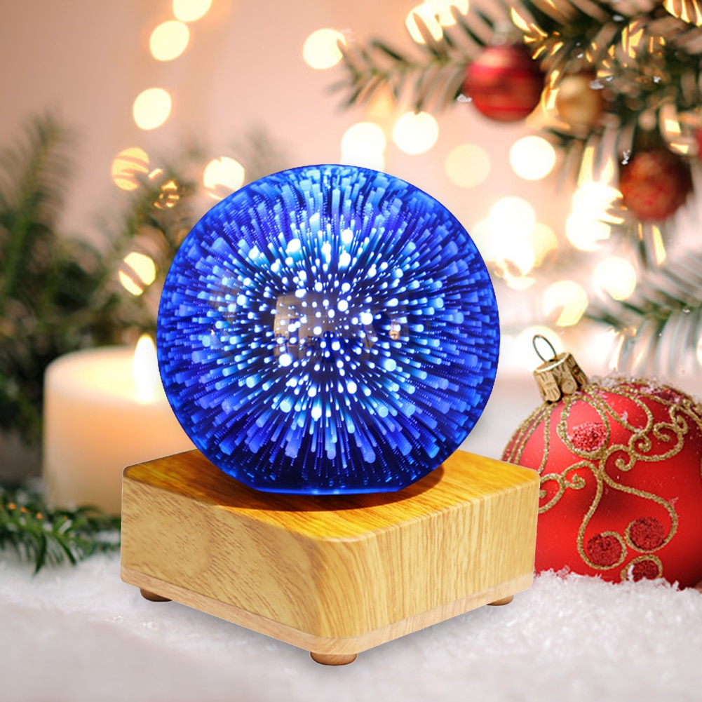 LED 3D Firework Night Light Glass Ball Pendant Home Christmas Decoration Starry Sky Night Light Colorful Atmosphere Table Lamp