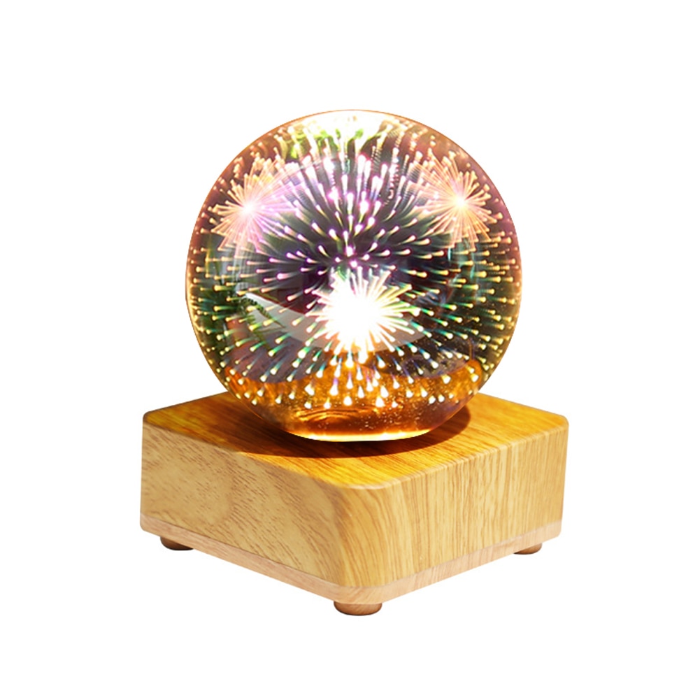 LED 3D Firework Night Light Glass Ball Pendant Home Christmas Decoration Starry Sky Night Light Colorful Atmosphere Table Lamp