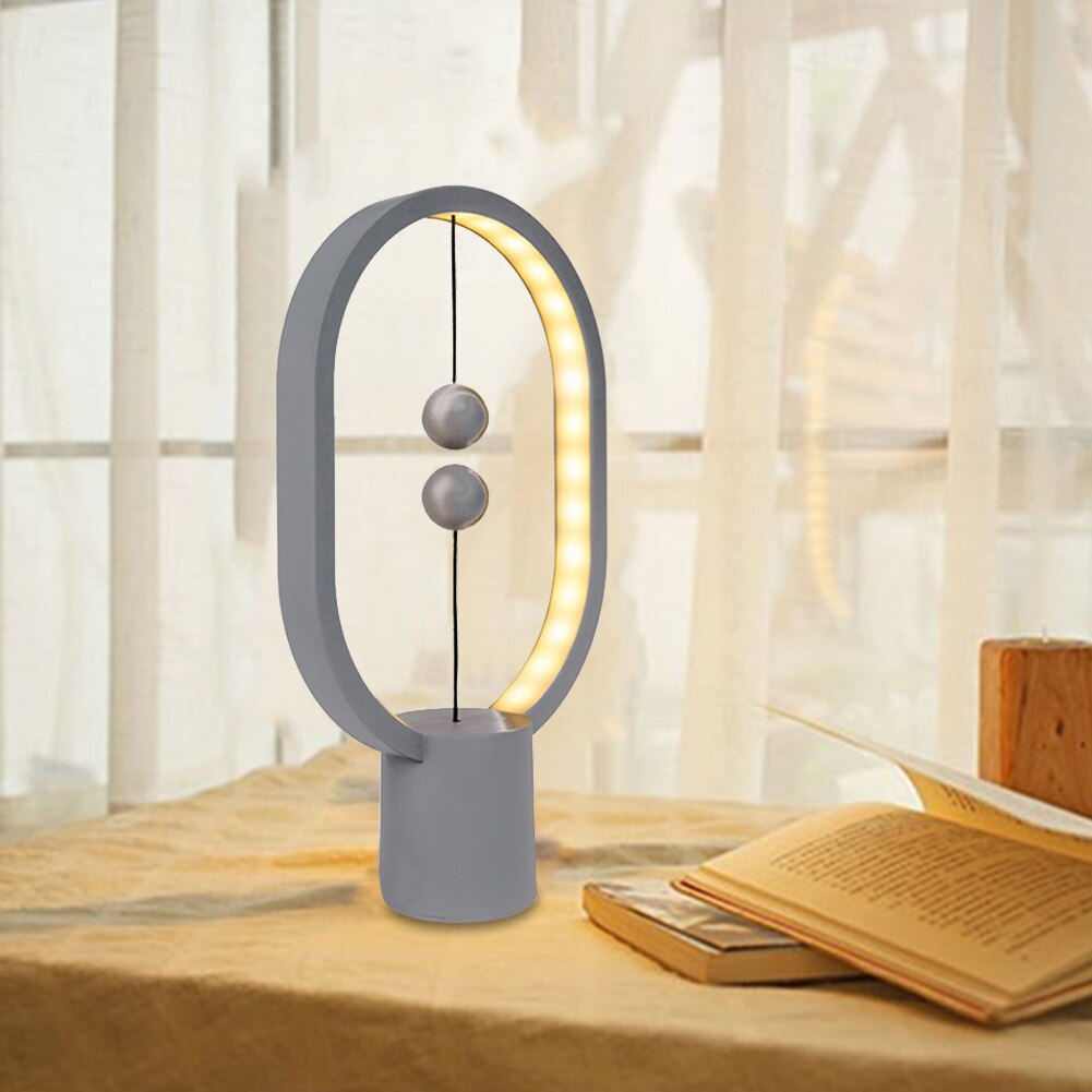 USB Balance LED Night Light Table Lamp Ellipse Magnetic Mid-air Switch Lights Desktop Bedside Lighting Home Office Decortion