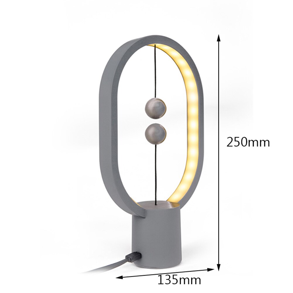 USB Balance LED Night Light Table Lamp Ellipse Magnetic Mid-air Switch Lights Desktop Bedside Lighting Home Office Decortion
