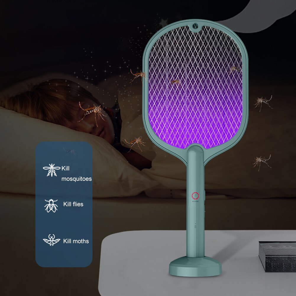 2in1 Electric Insect Racket Zapper USB 1200mAh Rechargeable Mosquito Swatter Kill Fly Bug Zapper Pest Killer Trap Mosquito Lamp