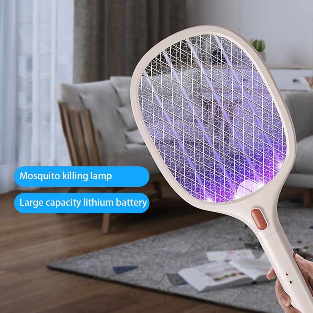 2in1 Electric Insect Racket Zapper USB 1200mAh Rechargeable Mosquito Swatter Kill Fly Bug Zapper Pest Killer Trap Mosquito Lamp