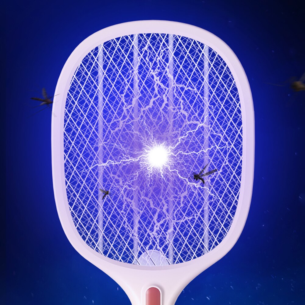 2in1 Electric Insect Racket Zapper USB 1200mAh Rechargeable Mosquito Swatter Kill Fly Bug Zapper Pest Killer Trap Mosquito Lamp