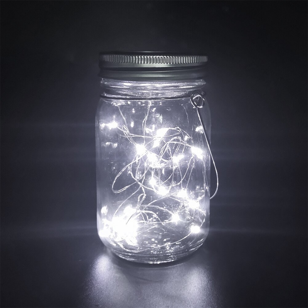 10LED Solar Fairy String Light For Mason Jar Lid Insert With Handle & Bottle Christmas Lights Outdoor Garden Wedding Decor Lamps