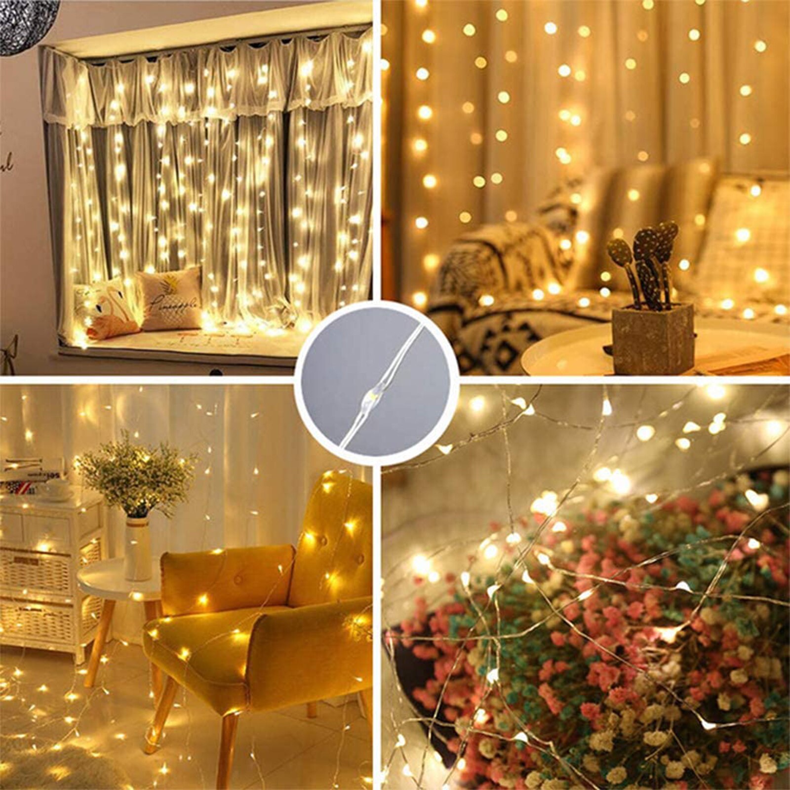 3M LED Fairy Curtain String Lights Garland 8 Mode USB Remote Control Curtain Lamp for Home New Year Holiday Christmas Decoration