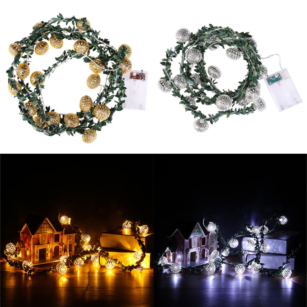 2M LED Fairy String Light Warm White String Lights Gold/Silver Rattan Ball String Lamp for Christmas Decoration Holiday Lighting