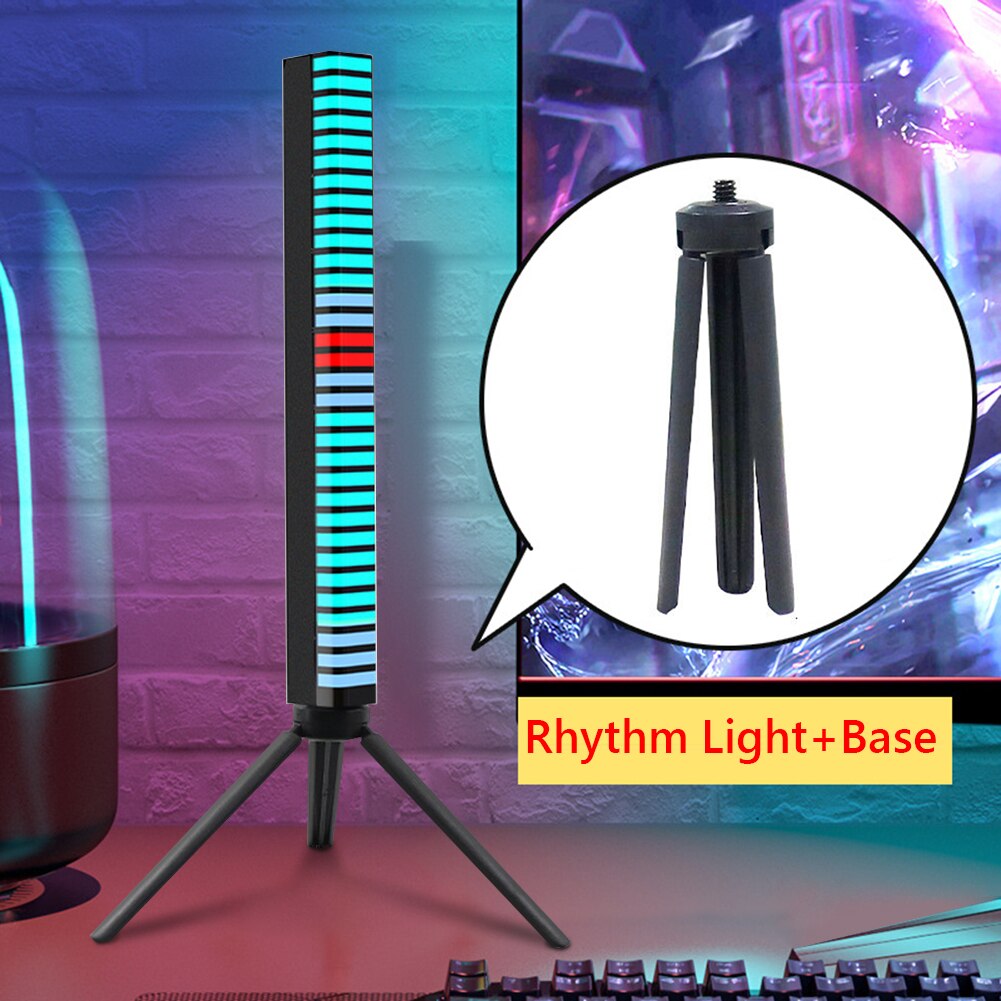 APP Control 32 LED 3D RGB Voice-Activated Pickup Rhythm Strip Light Colorful Tube USB 5V Rechargeable Battery Music Ambient Lamp