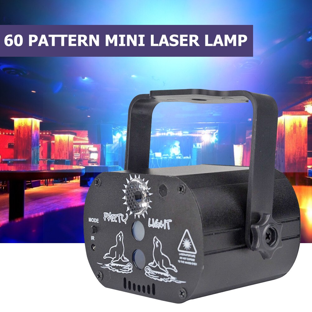 Mini Voice Control LED Laser Projector Light 60 Patterns USB Rechargeable Bar Club Party DJ Disco Stage Lighting
