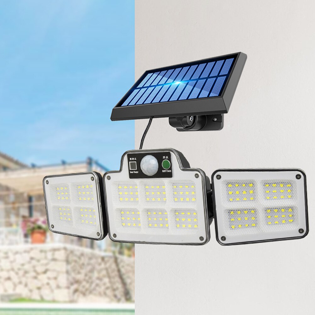 186 LED Solar Wall Light Outdoor Land Stake 4 Head Rotary Motion Sensor Waterproof Split Solar Lamp for Garden Night Lighting