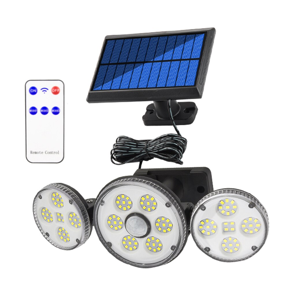186 LED Solar Wall Light Outdoor Land Stake 4 Head Rotary Motion Sensor Waterproof Split Solar Lamp for Garden Night Lighting
