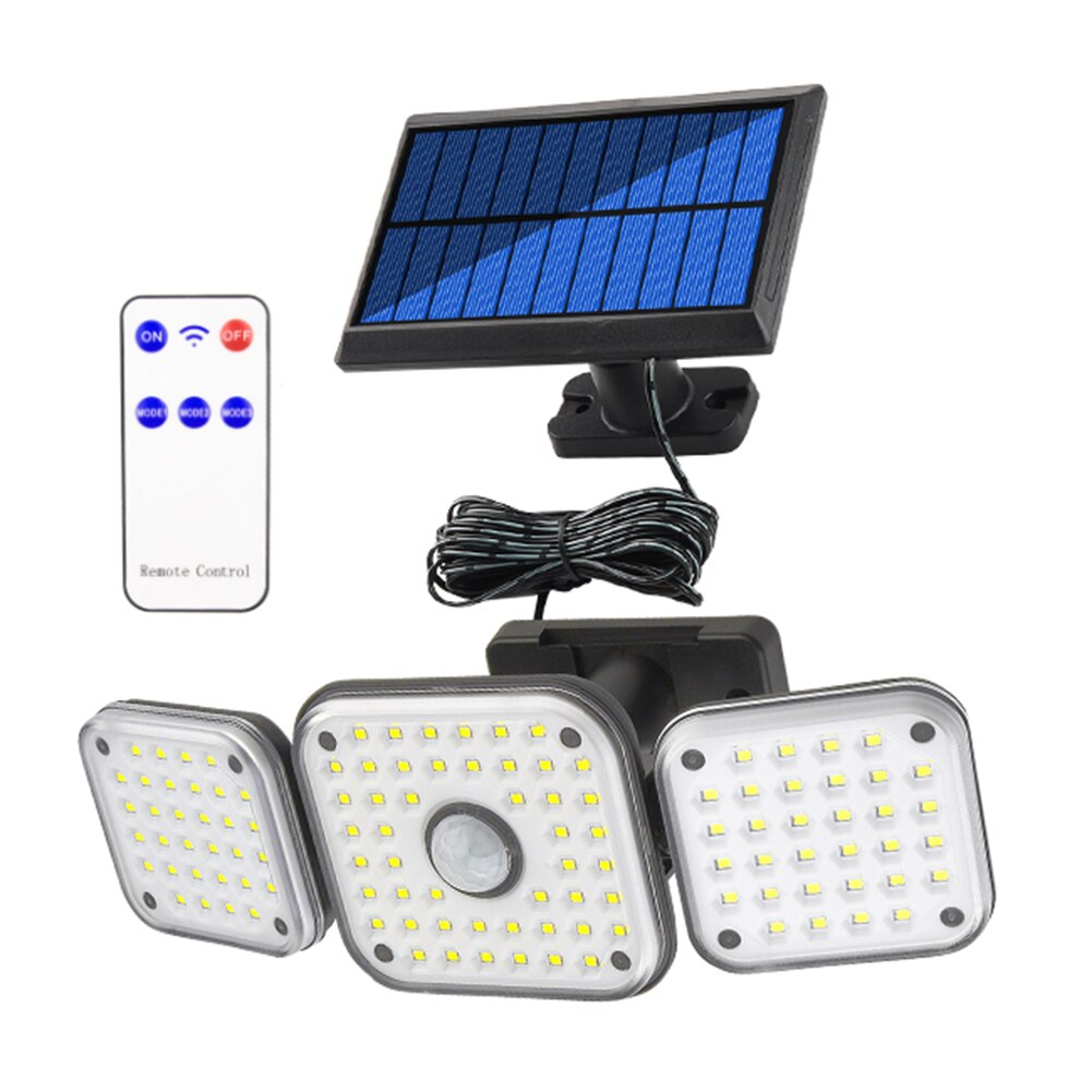 186 LED Solar Wall Light Outdoor Land Stake 4 Head Rotary Motion Sensor Waterproof Split Solar Lamp for Garden Night Lighting
