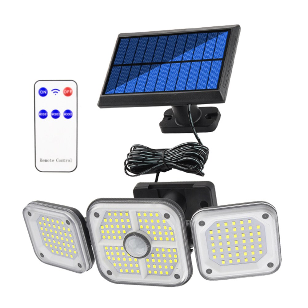 186 LED Solar Wall Light Outdoor Land Stake 4 Head Rotary Motion Sensor Waterproof Split Solar Lamp for Garden Night Lighting