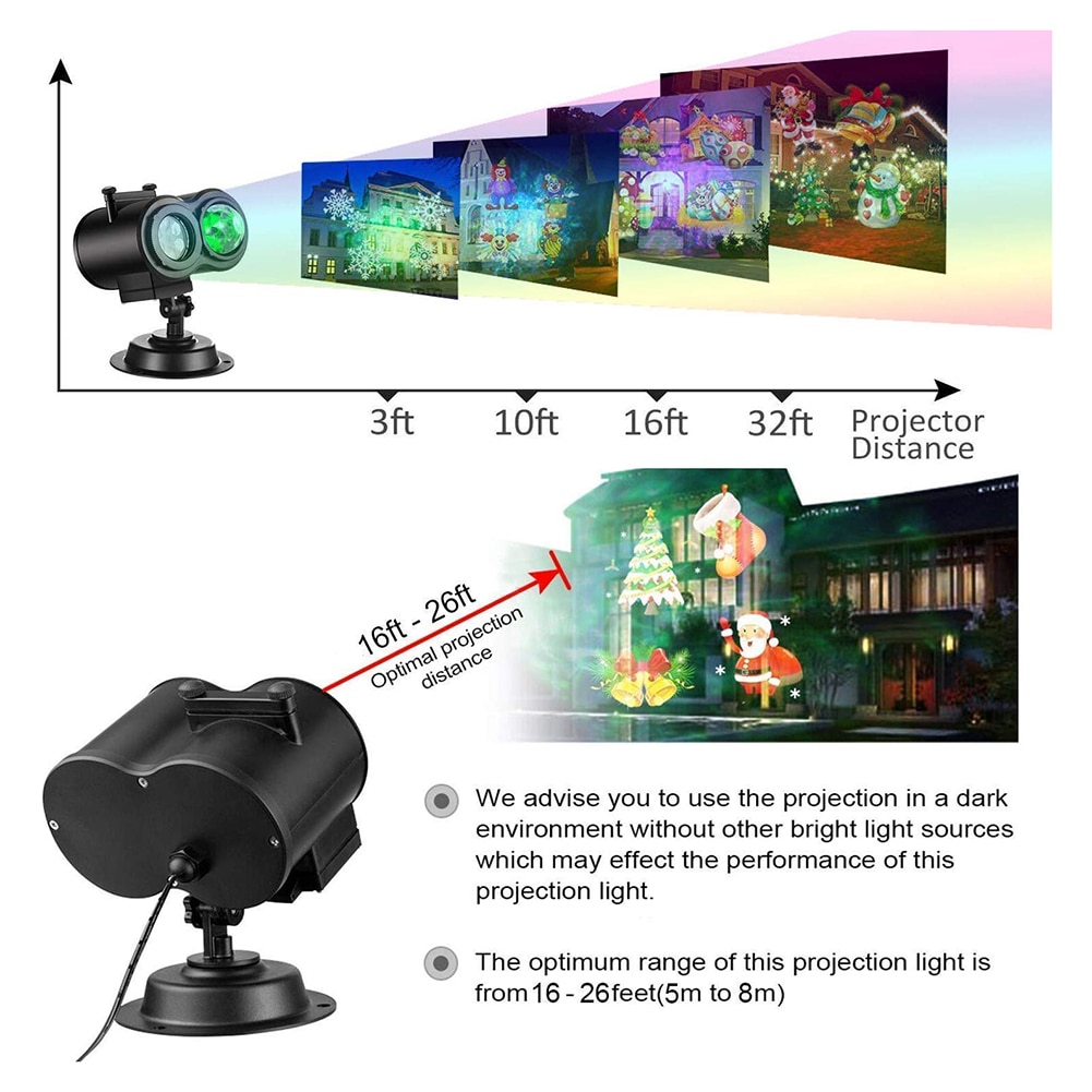12/16 Christmas Pattern Laser Projector Light for Xmas New Year Stage Party Decoration Outdoor Garden Waterproof Projection Lamp
