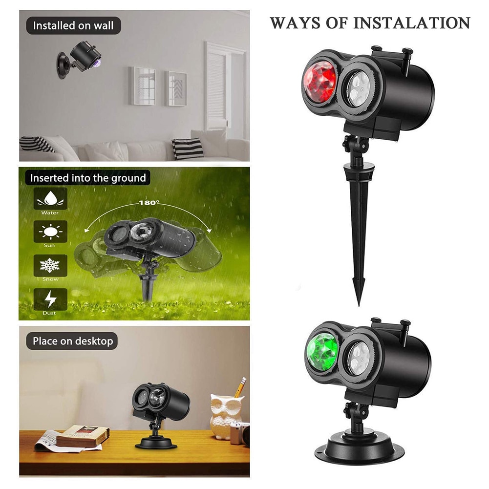 12/16 Christmas Pattern Laser Projector Light for Xmas New Year Stage Party Decoration Outdoor Garden Waterproof Projection Lamp