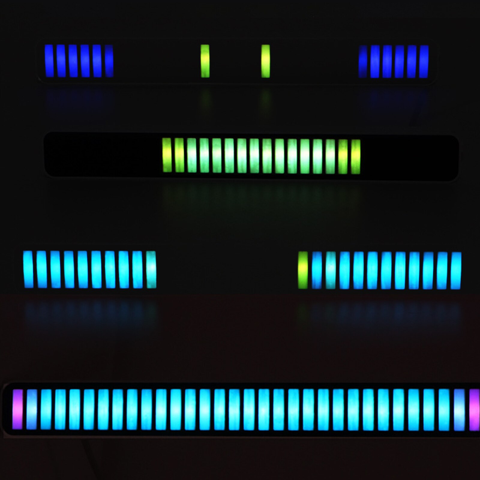 Voice-Activated Pickup Rhythm Lights Bluetooth-compatible 32 LED RGB Light Bar Colorful Music Level Light for Gaming Decoration