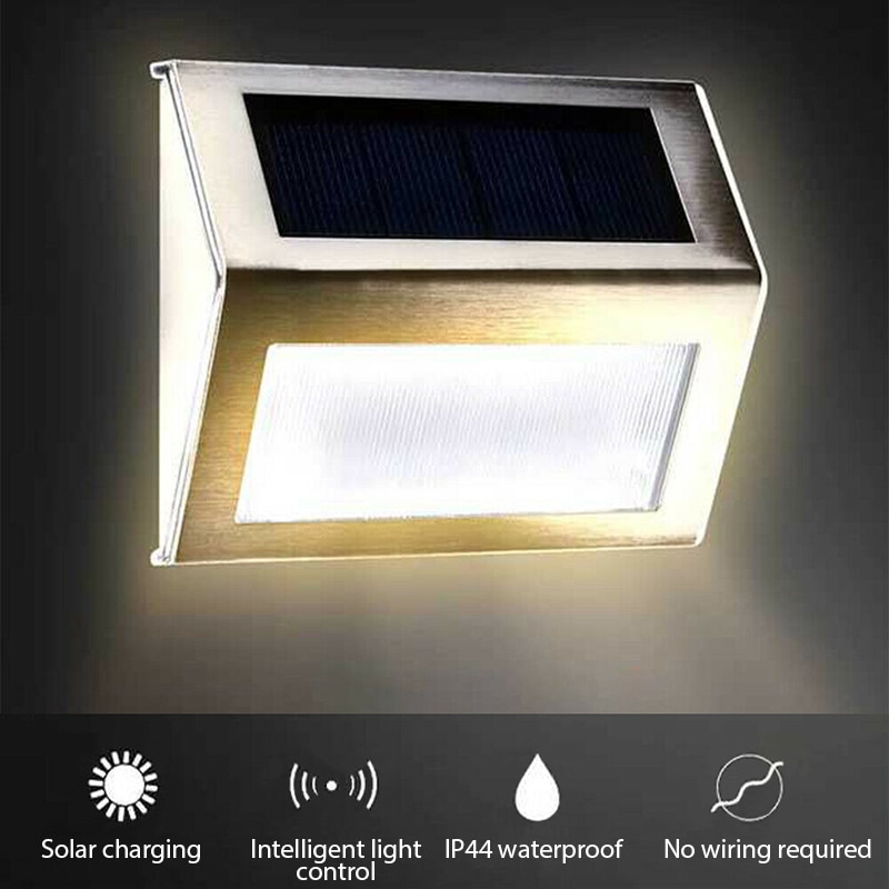 4PCS Solar Lamp Outdoor Fence Stairs Lights IP44 Waterproof LED Deck Light For Yard Patio Garden Decoration Solar Step Lights