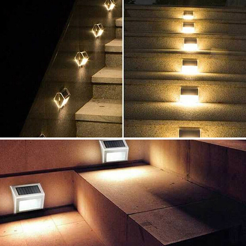 4PCS Solar Lamp Outdoor Fence Stairs Lights IP44 Waterproof LED Deck Light For Yard Patio Garden Decoration Solar Step Lights