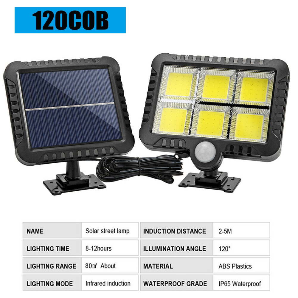 100LED Solar Light Outdoor Wall Lamps Motion Sensor Split Type Waterproof Garden Solar Spotlight For Patio Yards Path Street