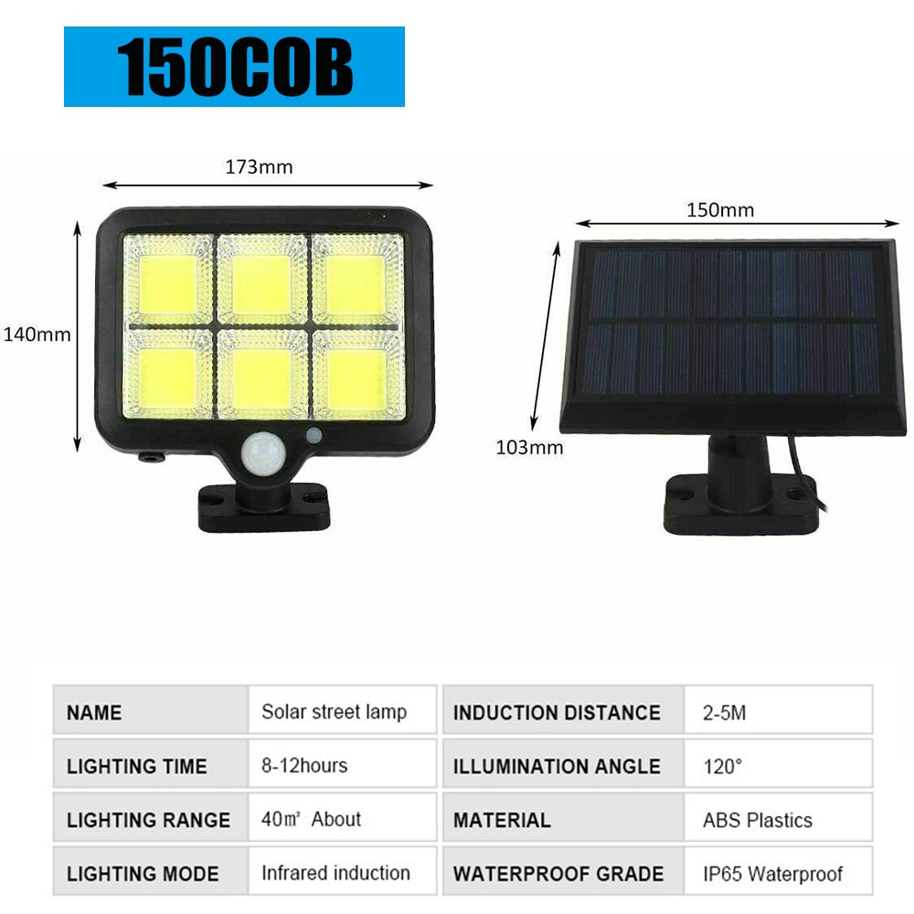 100LED Solar Light Outdoor Wall Lamps Motion Sensor Split Type Waterproof Garden Solar Spotlight For Patio Yards Path Street