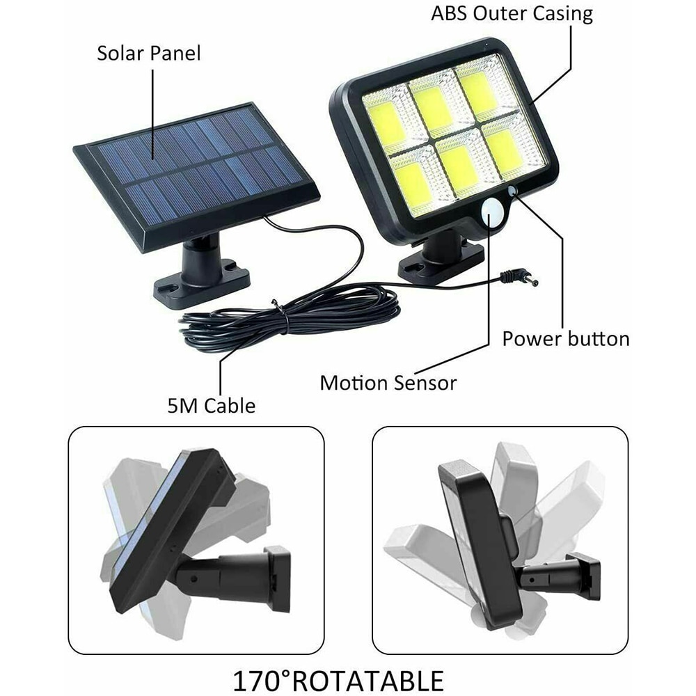 100LED Solar Light Outdoor Wall Lamps Motion Sensor Split Type Waterproof Garden Solar Spotlight For Patio Yards Path Street