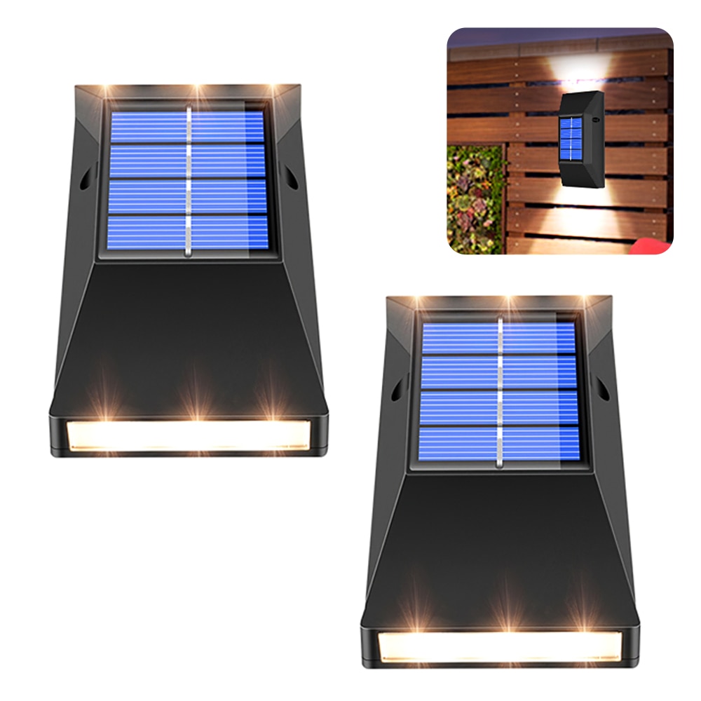 2Pcs Solar Light Outdoor Wall Lamp IP65 Waterproof Super Bright 6LED Solar Wall Light For Garden Decoration Patio Street Lamps