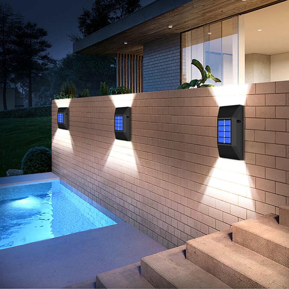 2Pcs Solar Light Outdoor Wall Lamp IP65 Waterproof Super Bright 6LED Solar Wall Light For Garden Decoration Patio Street Lamps