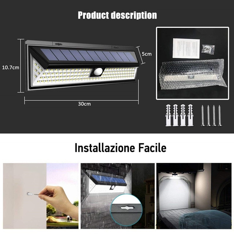 118 LED Solar Wall Light Outdoor Waterproof Street Lamp PIR Motion Sensor Garden Solar Spotlight For Patio Yard Pathway Lighting