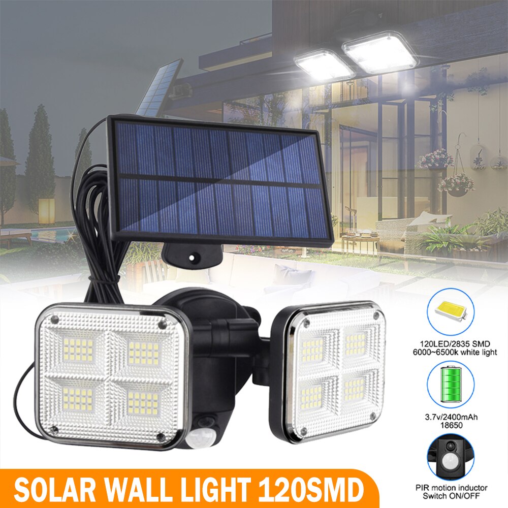 120/138 LED Solar Lights Outdoor 20W PIR Motion Sensor IP65 Waterproof Wall Lamps For Garden Patio Yard Street Light