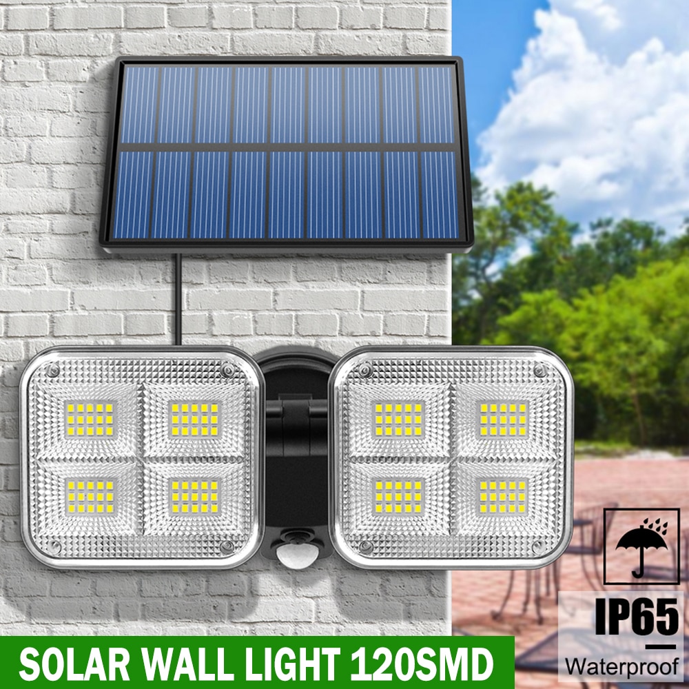 120/138 LED Solar Lights Outdoor 20W PIR Motion Sensor IP65 Waterproof Wall Lamps For Garden Patio Yard Street Light