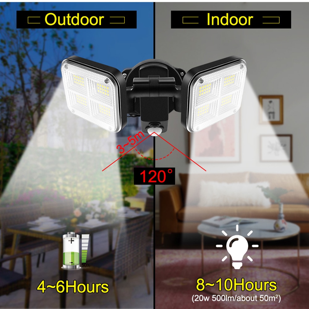 120/138 LED Solar Lights Outdoor 20W PIR Motion Sensor IP65 Waterproof Wall Lamps For Garden Patio Yard Street Light