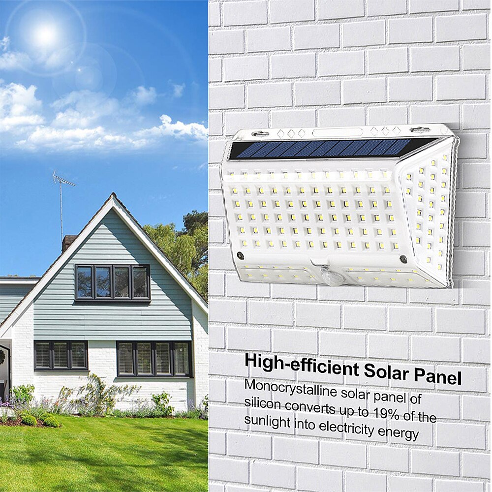 142LED Solar Light Outdoor Wall Lamps PIR Motion Sensor IP65 Waterproof Garden Solar Lamp for Yard Path Patio Street Lights