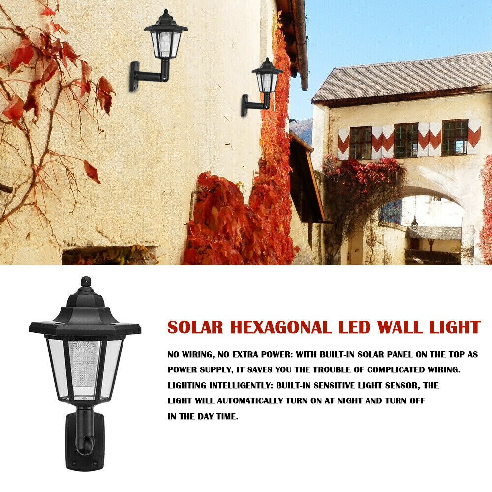 2Pcs LED Solar Light Garden Decoration Landscape Light Outdoor Waterproof Mini Wall Lamps For Yard Pathway Retro Lantern
