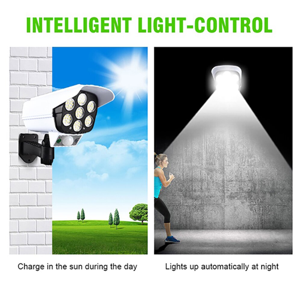 LED Solar Light Outdoor Simulated Camera Motion Sensor Street Spotlight Remote Control Flood Lamps For Garden Yard Wall